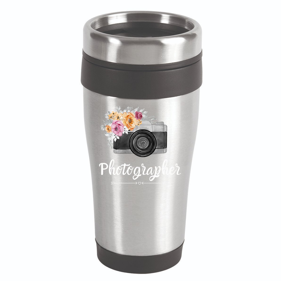 Photographer Floral Women Photography Camera Gift 16oz Travel Tumbler