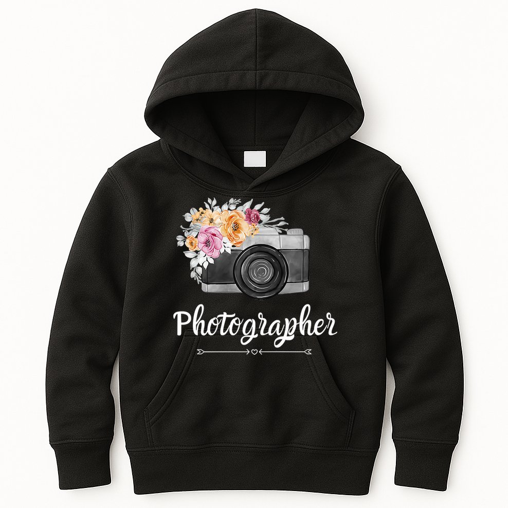 Photographer Floral Women Photography Camera Gift Kids Hoodie