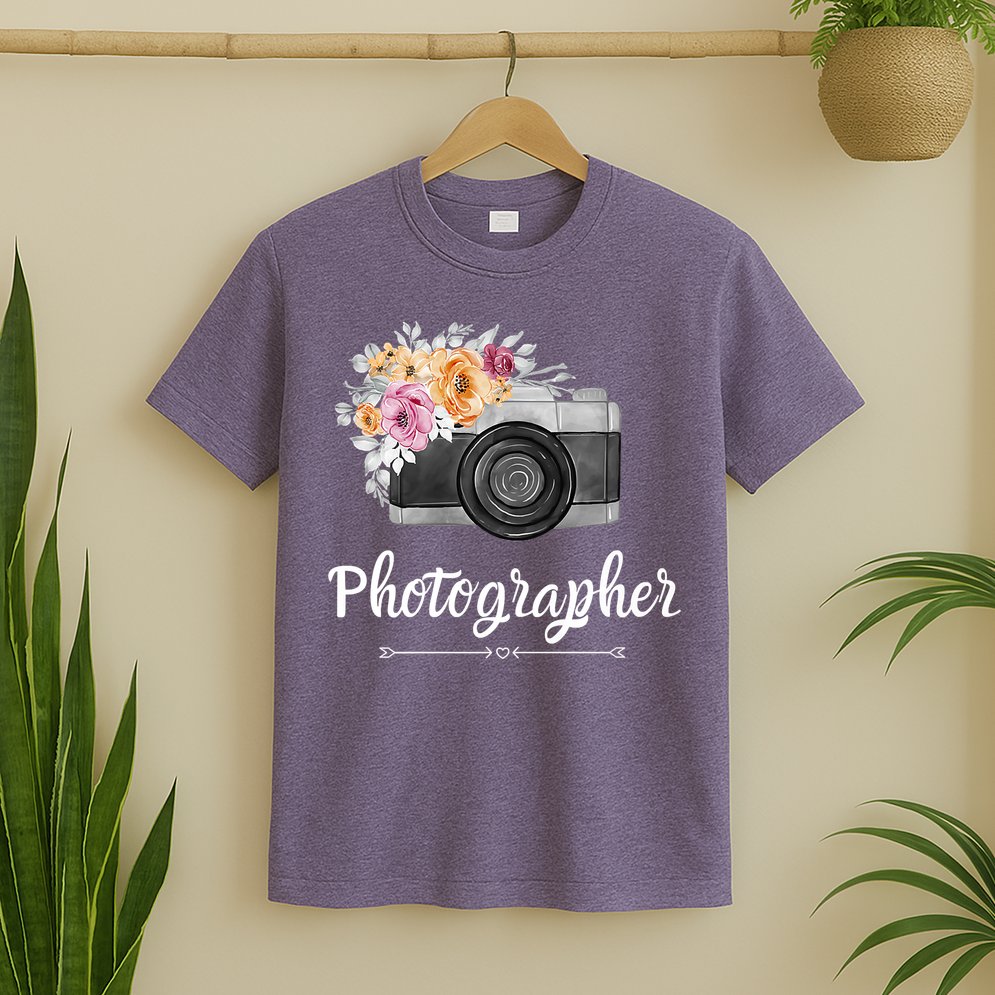 Photographer Floral Women Photography Camera Gift T-Shirt