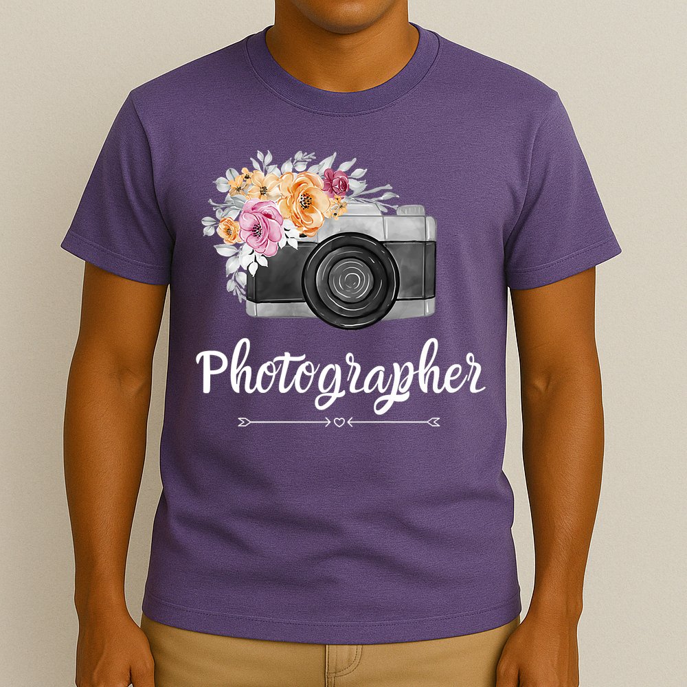 Photographer Floral Women Photography Camera Gift T-Shirt
