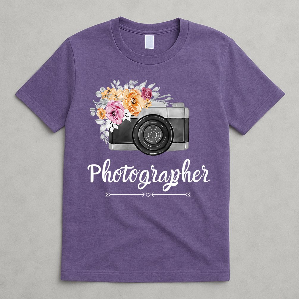 Photographer Floral Women Photography Camera Gift T-Shirt