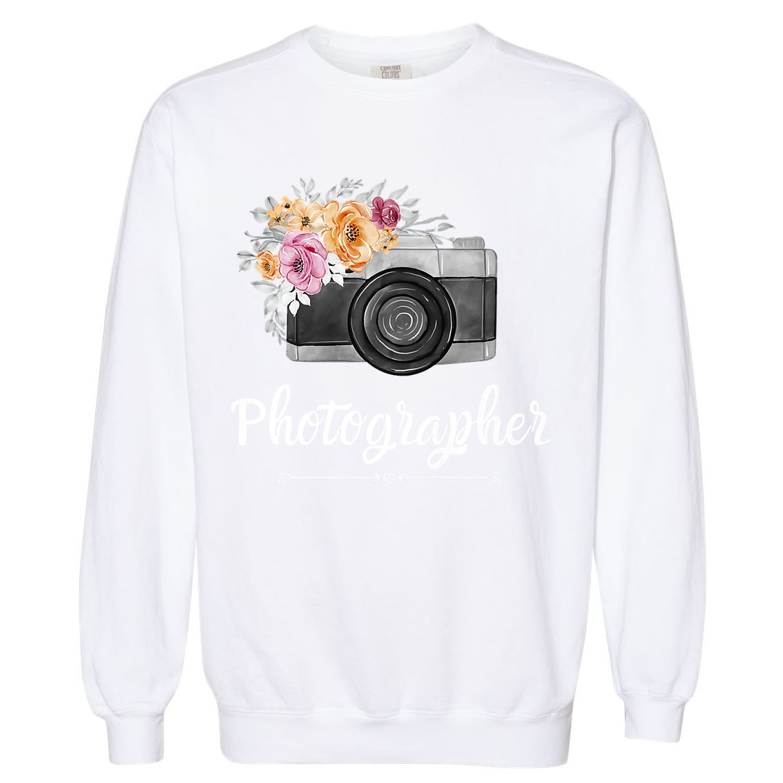 Photographer Floral Women Photography Camera Gift Garment-Dyed Sweatshirt