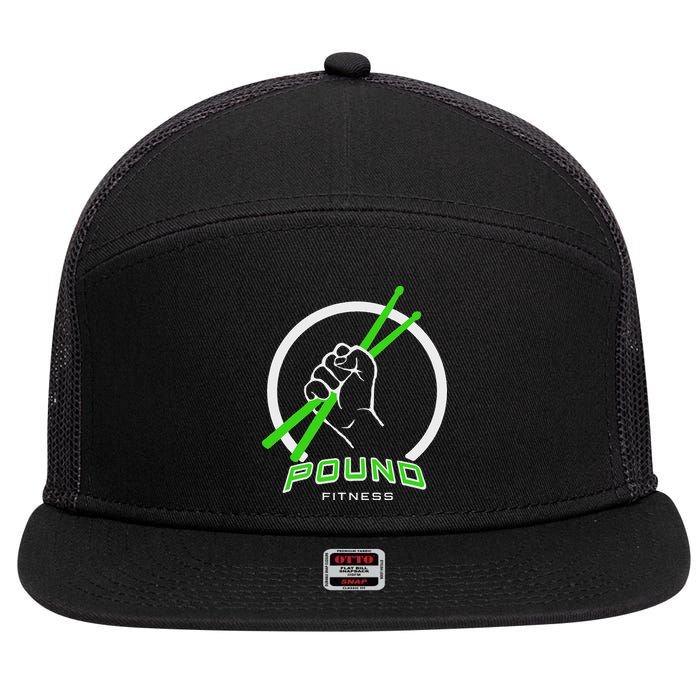 Pound Fitness With Drumsticks Graphic 7 Panel Mesh Trucker Snapback Hat