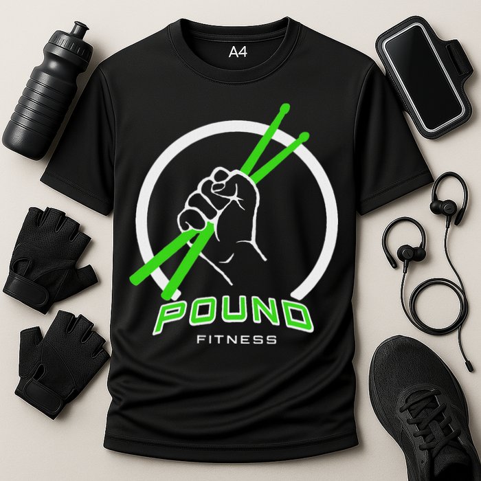Pound Fitness With Drumsticks Graphic Cooling Performance Crew T-Shirt