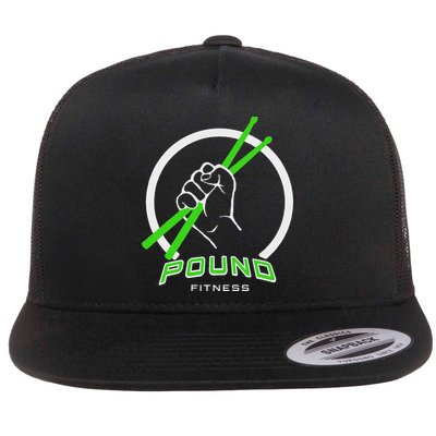Pound Fitness With Drumsticks Graphic Flat Bill Trucker Hat