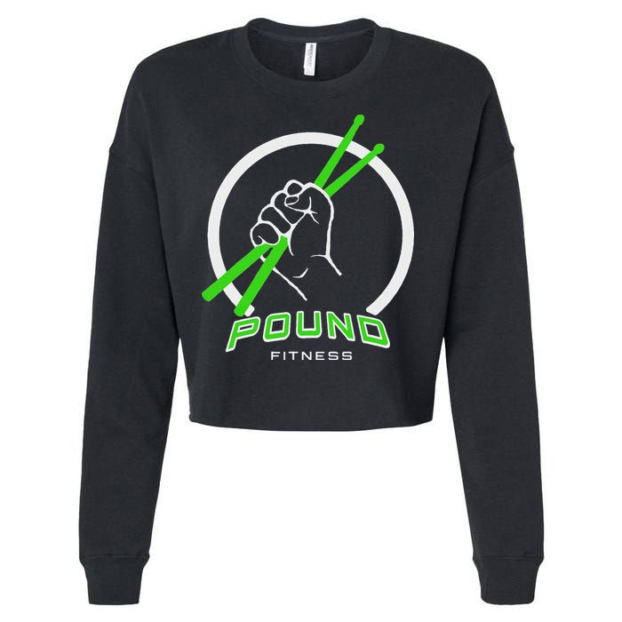 Pound Fitness With Drumsticks Graphic Cropped Pullover Crew