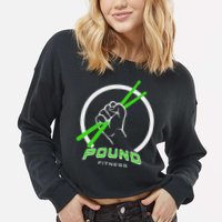 Pound Fitness With Drumsticks Graphic Cropped Pullover Crew