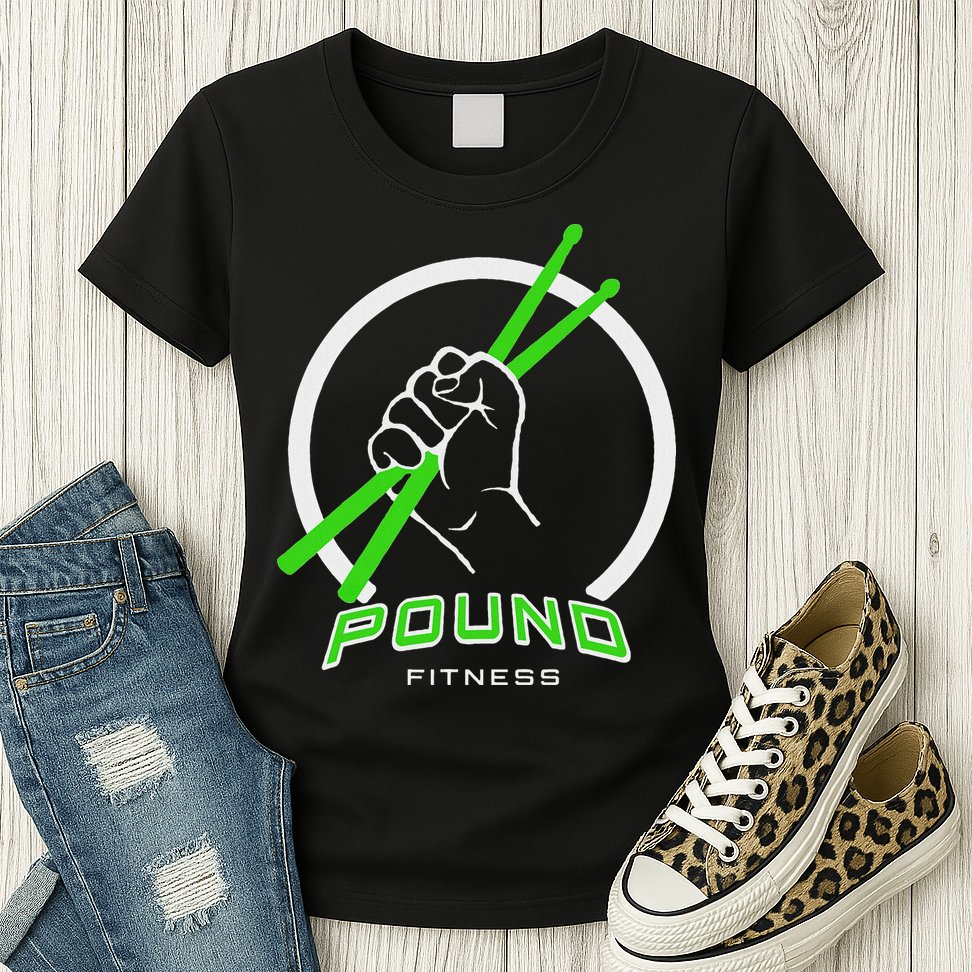 Pound Fitness With Drumsticks Graphic Womens T-Shirt