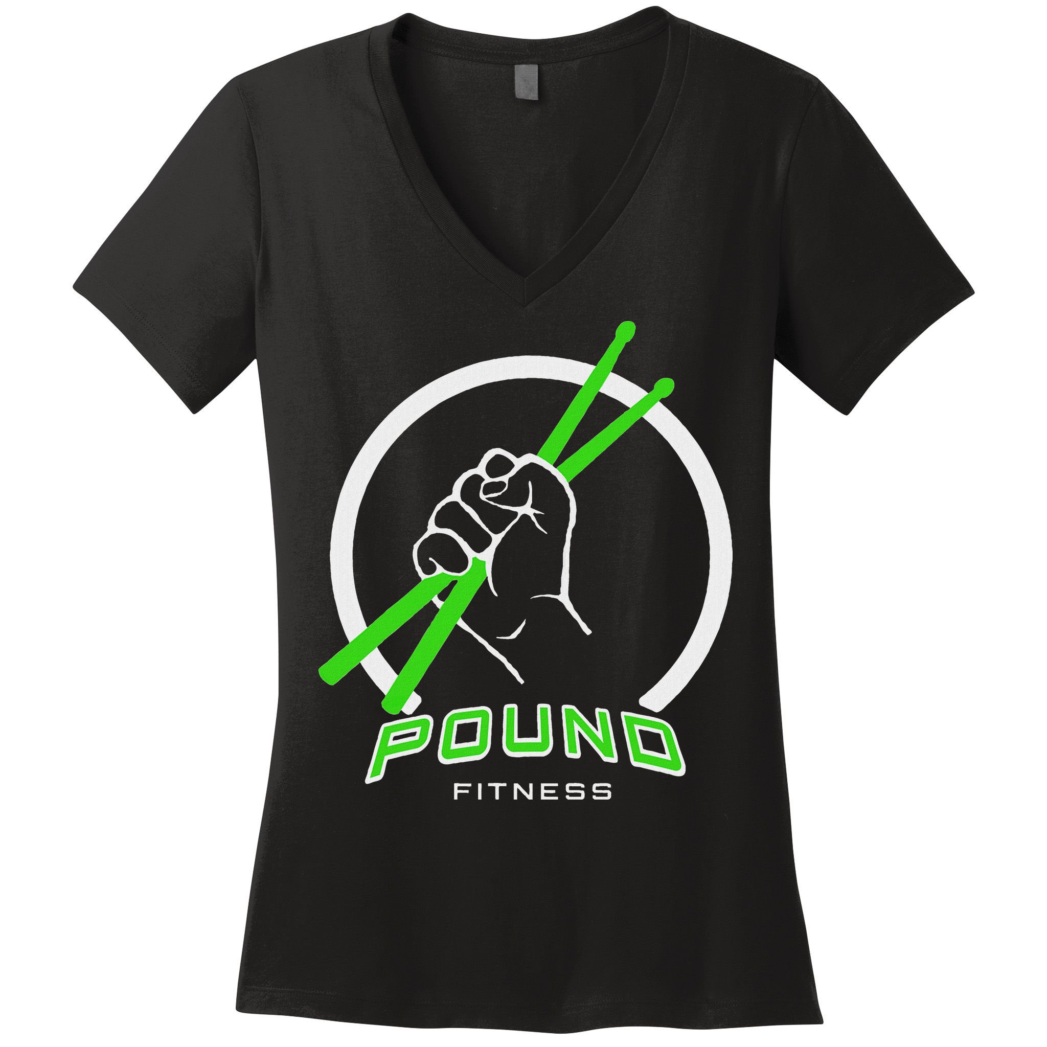Pound Fitness With Drumsticks Graphic Women's V-Neck T-Shirt