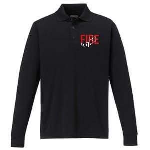 Proud Fire Wife Of Firefighter Wife Fire Wife Cool Gift Performance Long Sleeve Polo