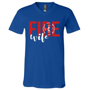 Proud Fire Wife Of Firefighter Wife Fire Wife Cool Gift V-Neck T-Shirt