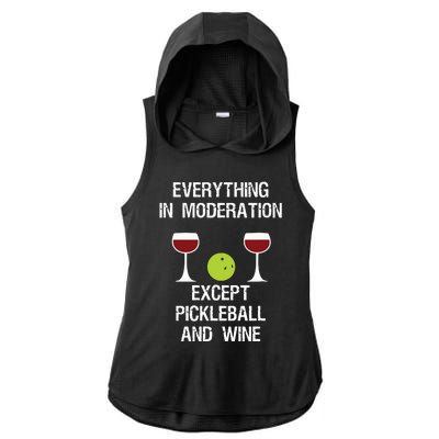 Pickleball Funny Wine Ladies PosiCharge Tri-Blend Wicking Draft Hoodie Tank