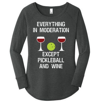 Pickleball Funny Wine Women's Perfect Tri Tunic Long Sleeve Shirt