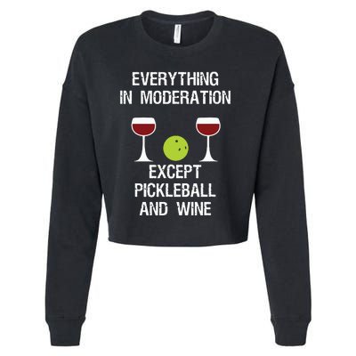 Pickleball Funny Wine Cropped Pullover Crew