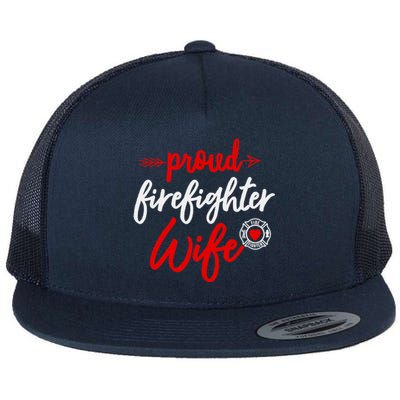 Proud Firefighter Wife gift Fireman's Husband boyfriend Flat Bill Trucker Hat