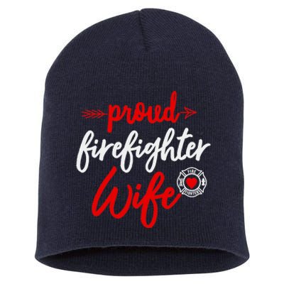 Proud Firefighter Wife gift Fireman's Husband boyfriend Short Acrylic Beanie