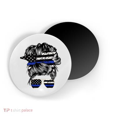 Police Flag Wife Mom Bun Hair Sunglasses Headband Magnet