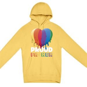 Proud Father With Rainbow Heart For Father's Day Gift Premium Pullover Hoodie