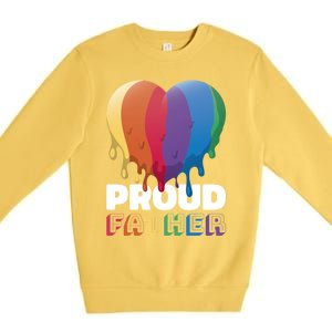 Proud Father With Rainbow Heart For Father's Day Gift Premium Crewneck Sweatshirt