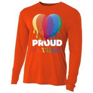 Proud Father With Rainbow Heart For Father's Day Gift Cooling Performance Long Sleeve Crew