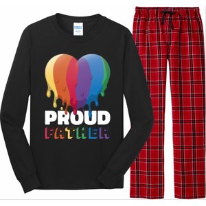 Proud Father With Rainbow Heart For Father's Day Gift Long Sleeve Pajama Set