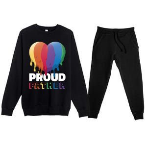 Proud Father With Rainbow Heart For Father's Day Gift Premium Crewneck Sweatsuit Set