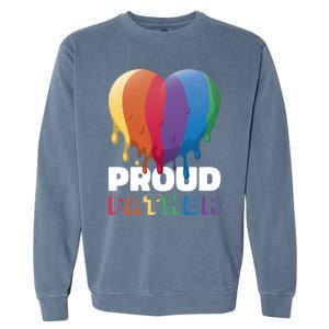 Proud Father With Rainbow Heart For Father's Day Gift Garment-Dyed Sweatshirt