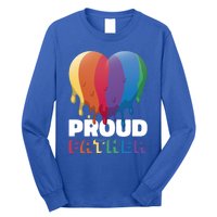 Proud Father With Rainbow Heart For Father's Day Gift Long Sleeve Shirt