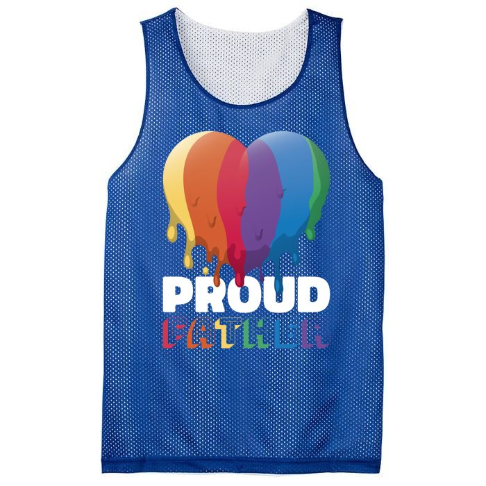 Proud Father With Rainbow Heart For Father's Day Gift Mesh Reversible Basketball Jersey Tank