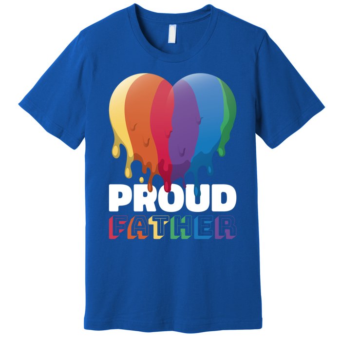 Proud Father With Rainbow Heart For Father's Day Gift Premium T-Shirt