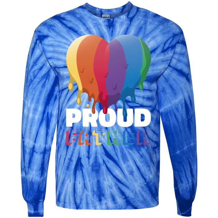 Proud Father With Rainbow Heart For Father's Day Gift Tie-Dye Long Sleeve Shirt