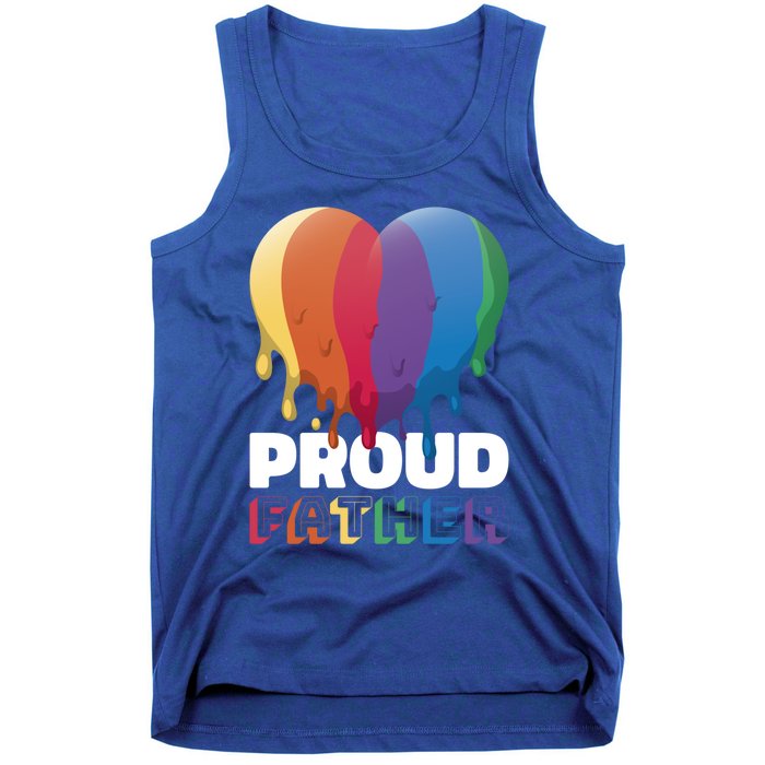 Proud Father With Rainbow Heart For Father's Day Gift Tank Top