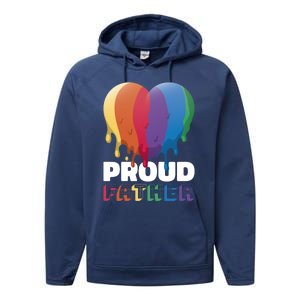 Proud Father With Rainbow Heart For Father's Day Gift Performance Fleece Hoodie