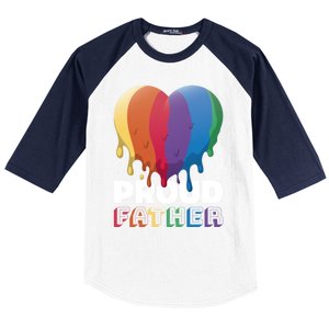 Proud Father With Rainbow Heart For Father's Day Gift Baseball Sleeve Shirt