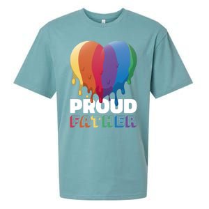 Proud Father With Rainbow Heart For Father's Day Gift Sueded Cloud Jersey T-Shirt