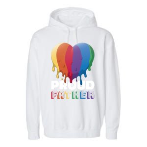 Proud Father With Rainbow Heart For Father's Day Gift Garment-Dyed Fleece Hoodie