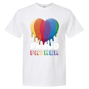 Proud Father With Rainbow Heart For Father's Day Gift Garment-Dyed Heavyweight T-Shirt