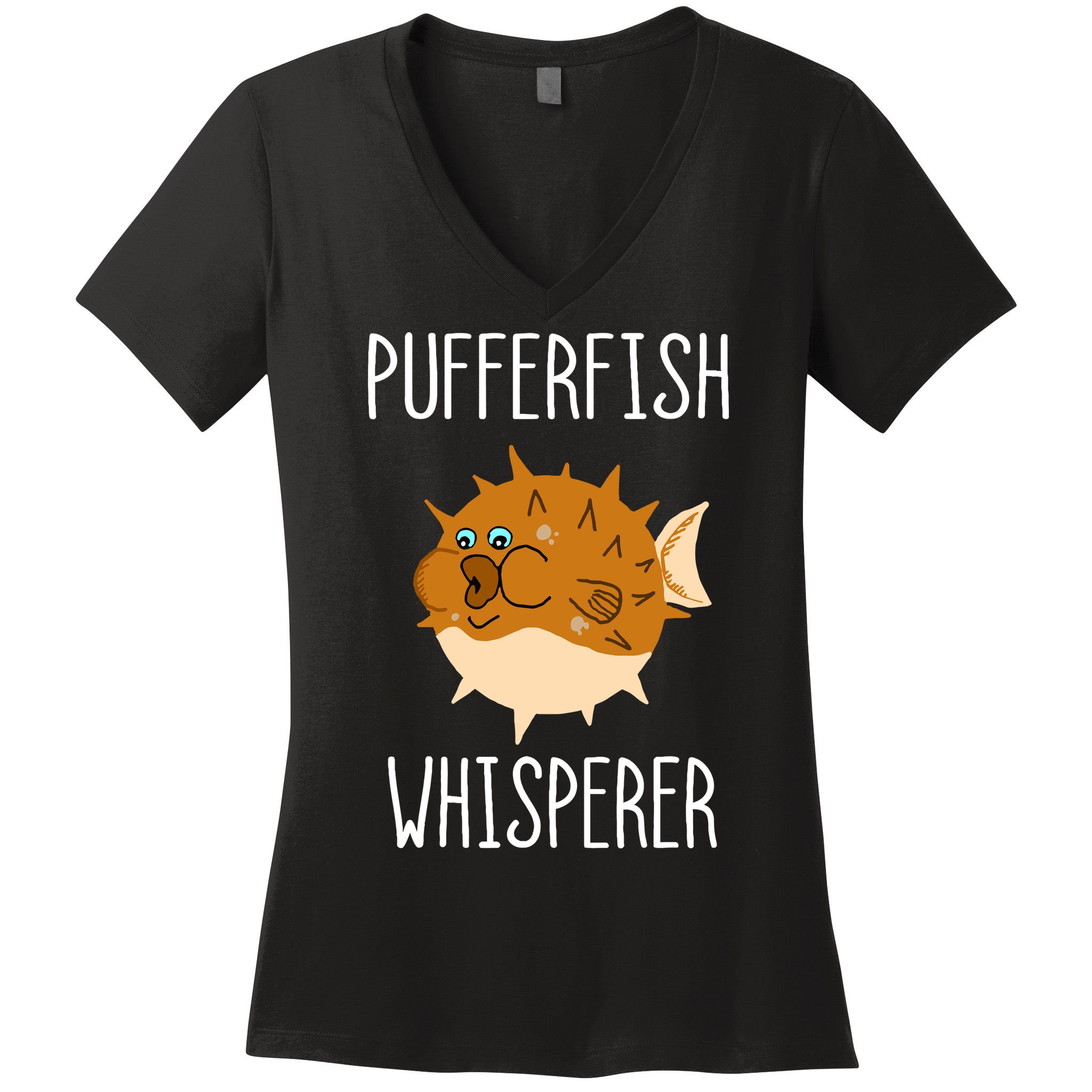 Puffer Fish Whisperer Buffer Fish Whisperer Ocean Fugo Fish Women's V-Neck T-Shirt
