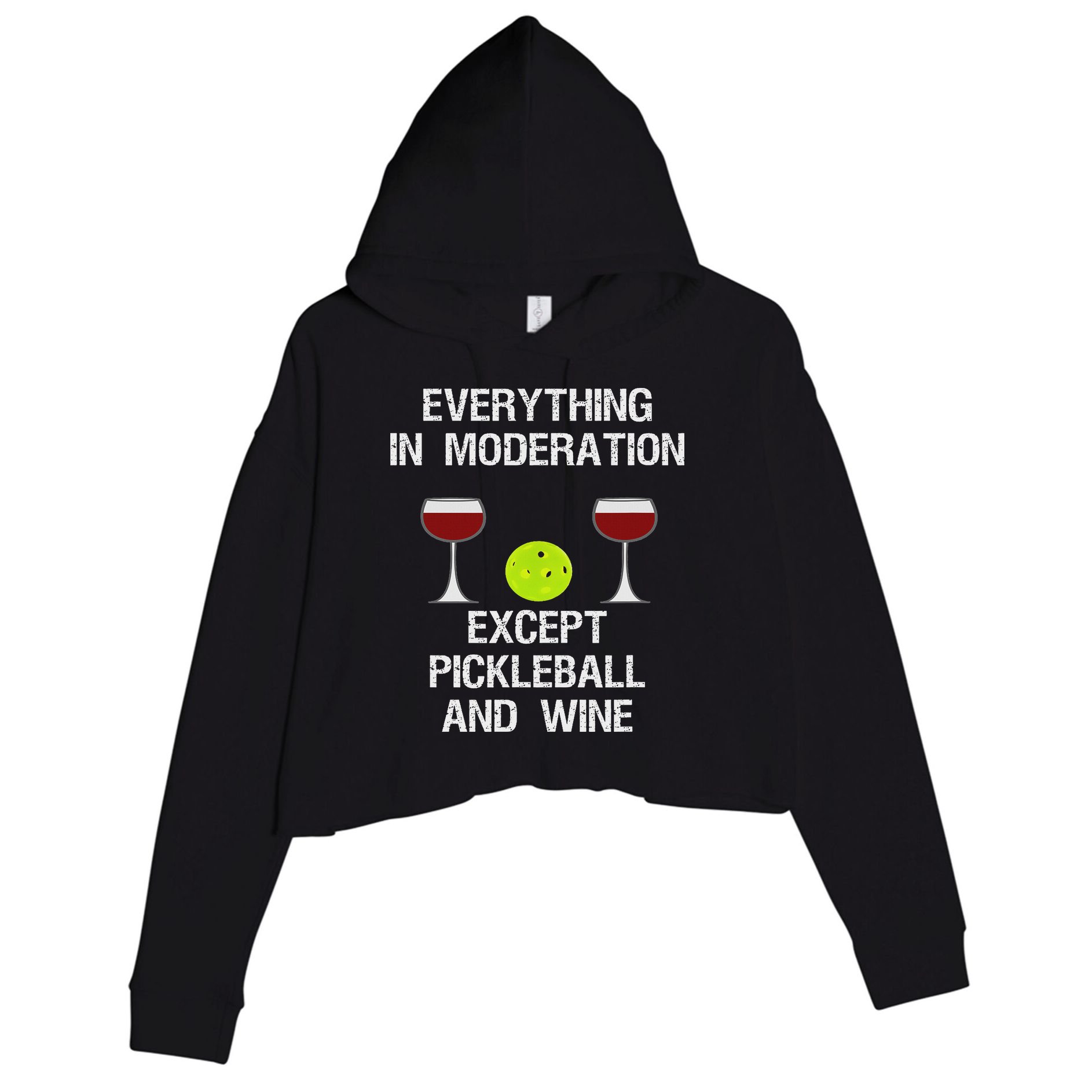 Pickleball Funny Wine Crop Fleece Hoodie