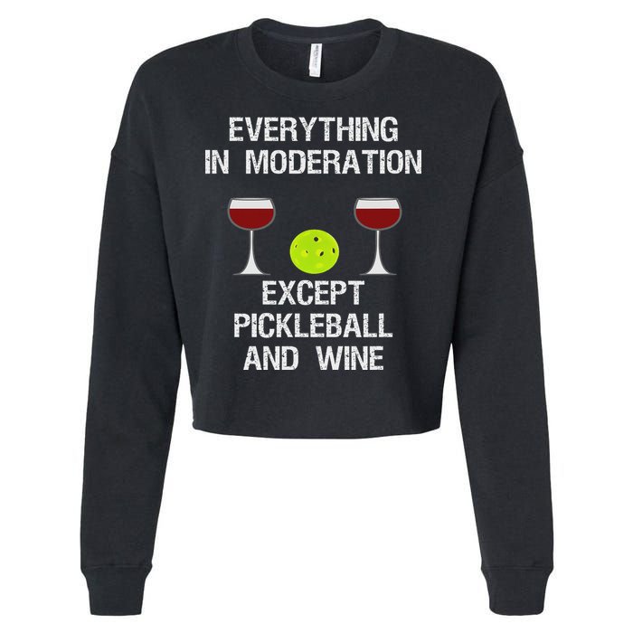 Pickleball Funny Wine Cropped Pullover Crew