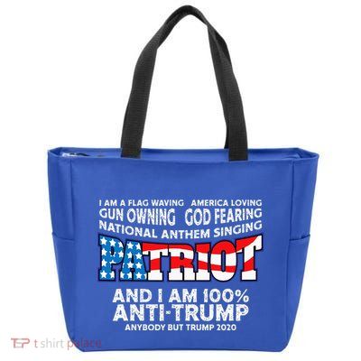 Patriots Flag Waving Red White And Blue Anti Trump Zip Tote Bag