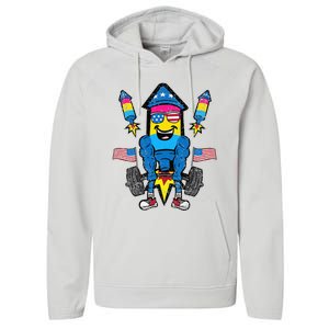 Pansexual Firecracker Workout 4th Of July Lgbtq Pride Performance Fleece Hoodie