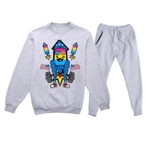 Pansexual Firecracker Workout 4th Of July Lgbtq Pride Premium Crewneck Sweatsuit Set