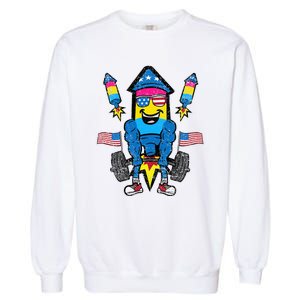 Pansexual Firecracker Workout 4th Of July Lgbtq Pride Garment-Dyed Sweatshirt