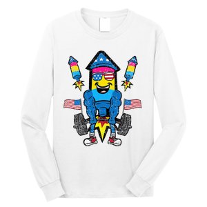 Pansexual Firecracker Workout 4th Of July Lgbtq Pride Long Sleeve Shirt