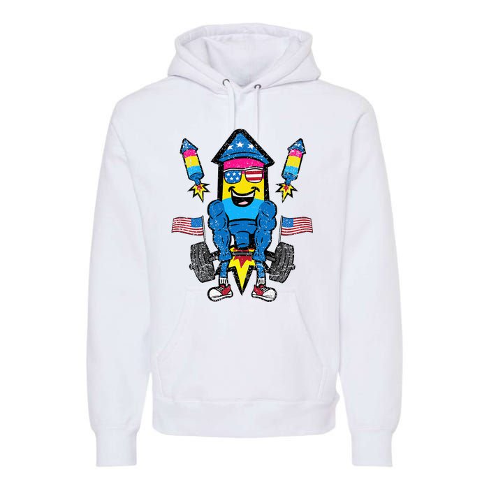 Pansexual Firecracker Workout 4th Of July Lgbtq Pride Premium Hoodie