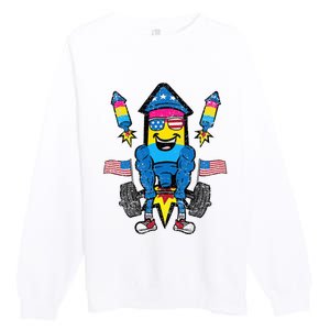 Pansexual Firecracker Workout 4th Of July Lgbtq Pride Premium Crewneck Sweatshirt