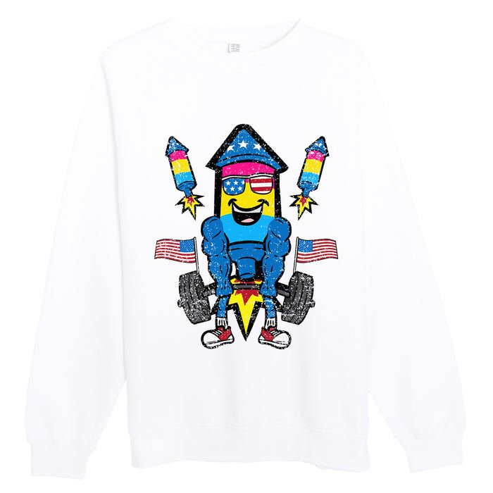 Pansexual Firecracker Workout 4th Of July Lgbtq Pride Premium Crewneck Sweatshirt