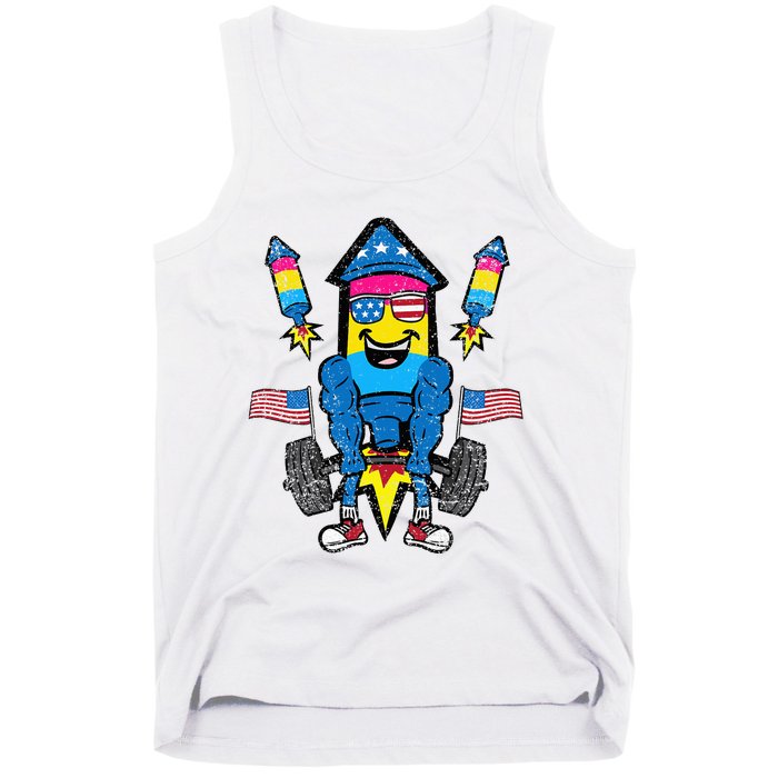 Pansexual Firecracker Workout 4th Of July Lgbtq Pride Tank Top