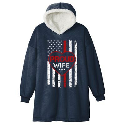 Proud Firefighter Wife American Flag Tee For Fire Wife Gift Hooded Wearable Blanket